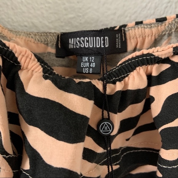 Missguided Zebra Print Bardot Frill Skater Dress - Picture 12 of 13